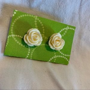 White rose earrings